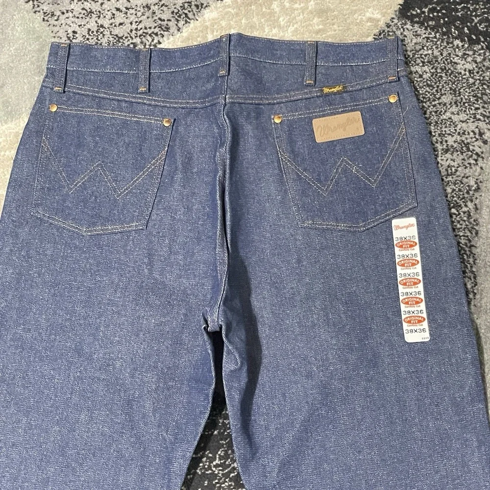 VTG‎ Wrangler 13MWZ Jeans Men 38x36 Blue Denim Western Pro Rodeo Deadstock NEW